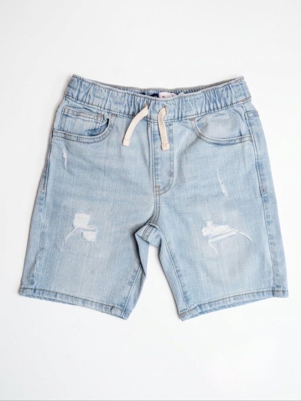 Old Navy Boys 360° Stretch Slim Built-In Tough Distressed Denim Shorts | Size M8
